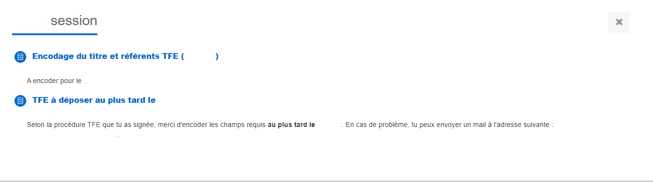 Encodage du TFE et fiche signalétique